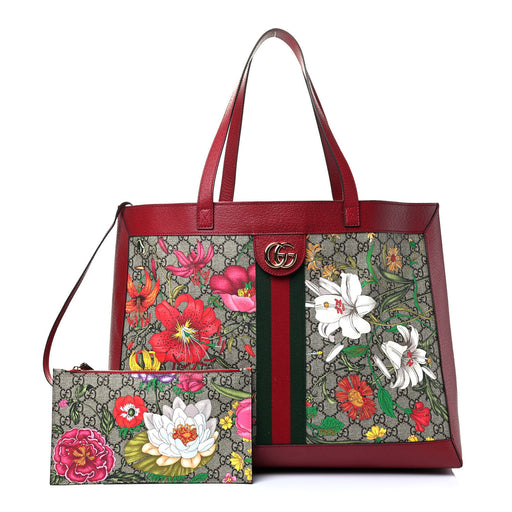 Gucci GG Supreme Large Flora Canvas Web Ophidia Tote