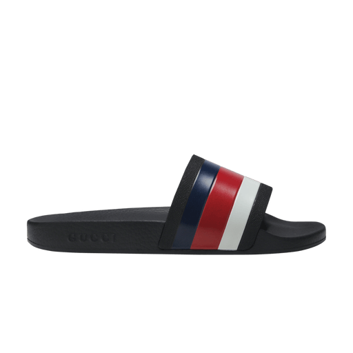 Gucci Rubber Slide Sandals in Red Blue and White