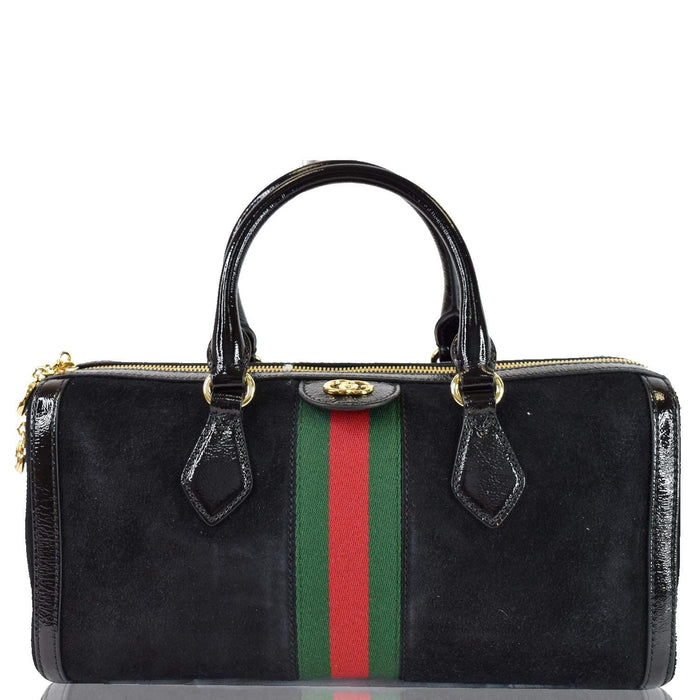 Gucci Ophidia Suede and Leather Top Handle Web Bag