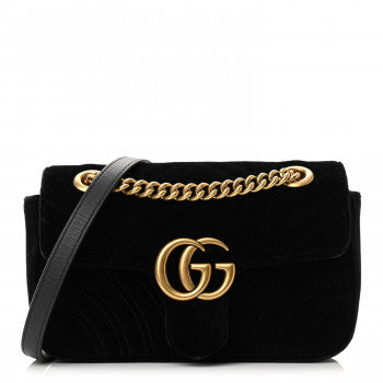 Gucci Velvet Matelasse Mini GG Marmont Shoulder Bag in black