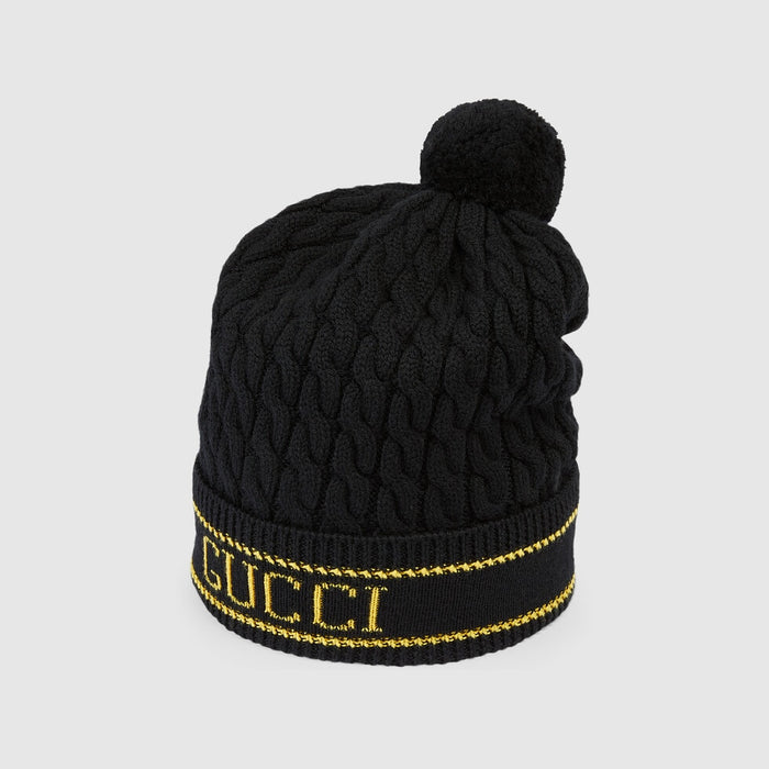 Gucci Wool Knit Hat with Pom-Pom