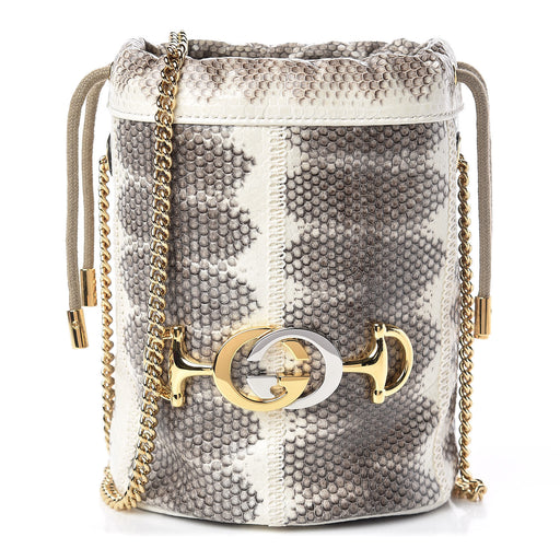 Gucci Zumi Snakeskin Mini Bucket Bag