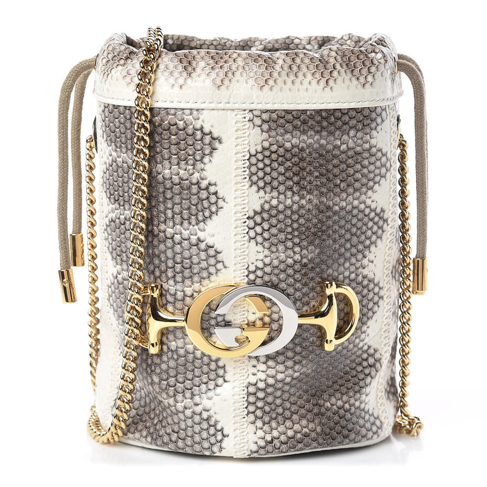 Gucci Zumi Snakeskin Mini Bucket Bag