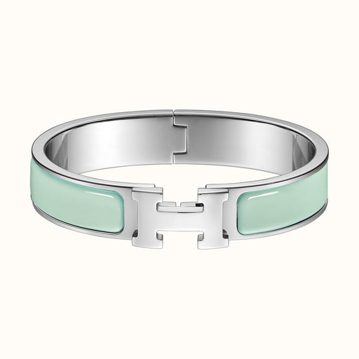 Hermes Clic H Bracelet in Mint with Silver Hardware 