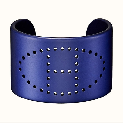 Hermes Evelyne Aluminium Sunset Cuff Bracelet in Bleu Encre