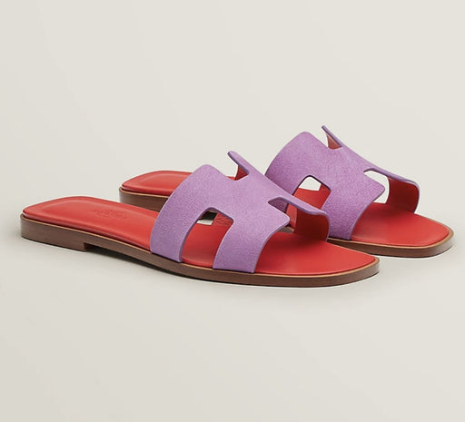 Hermes Oran Sandals in Purple and Red