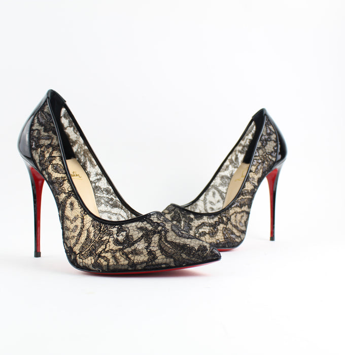 CHRISTIAN LOUBOUTIN FOLLIES LACE 100 MM SIZE 40 - LuxurySnob