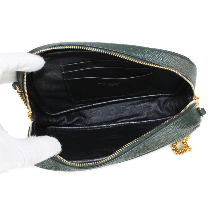 Saint laurent Mini Lou Quilted Leather Crossbody Bag Green