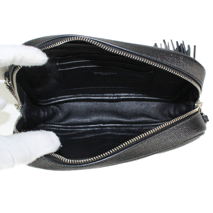 Saint Laurent Mini Lou Bag in Quilted Grain de Poudre Embossed Leather