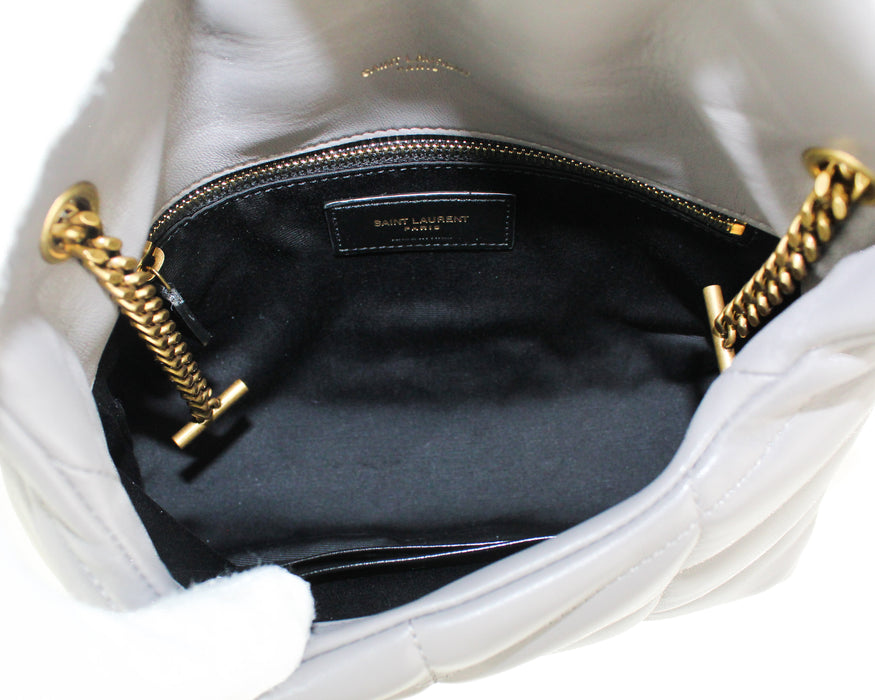 Saint Laurent Puffer Toy bag in quilted lambskin Fog