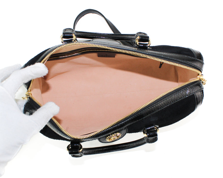 Gucci Ophidia Suede and Leather Top Handle Web Bag