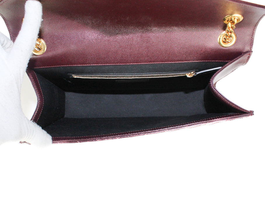Saint Laurent Leather Envelope Bag in Burgundy