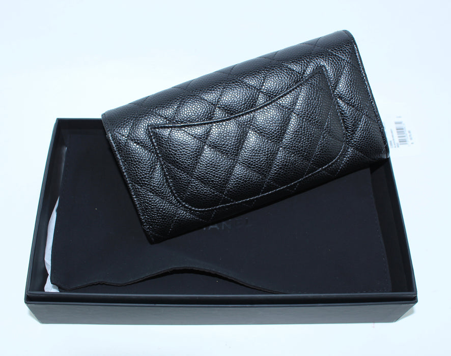 CHANEL CLASSIC CAVIAR FLAP WALLET - LuxurySnob