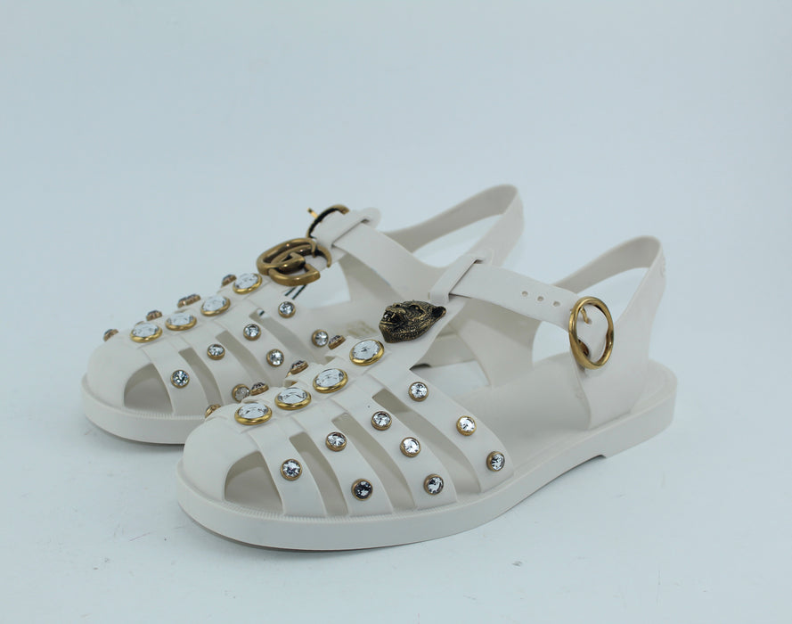 GUCCI  RUBBER SANDAL WITH CRYSTALS - LuxurySnob