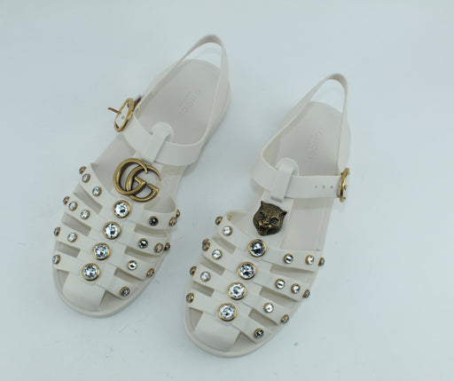 GUCCI  RUBBER SANDAL WITH CRYSTALS - LuxurySnob