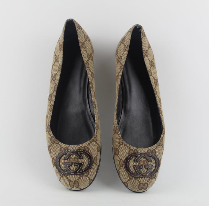 GUCCI CANVAS BALLERINA FLATS - LuxurySnob