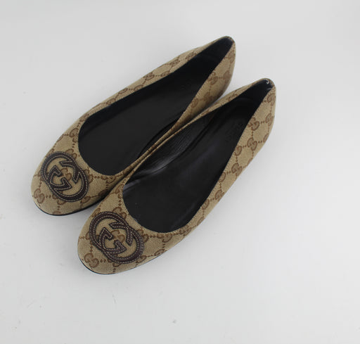 GUCCI CANVAS BALLERINA FLATS - LuxurySnob