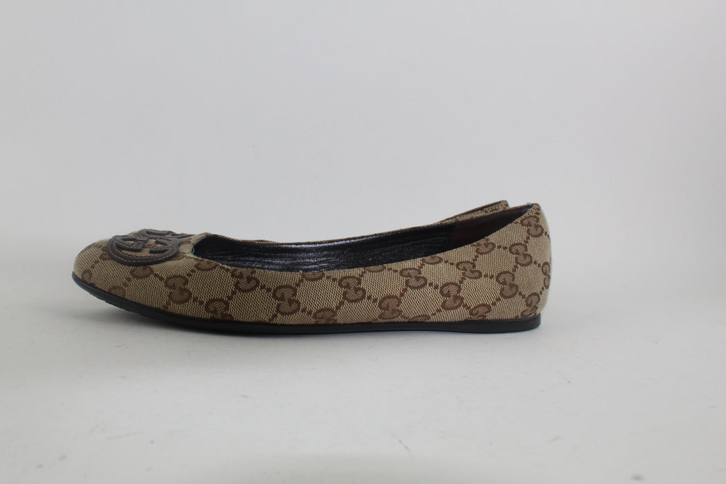 GUCCI CANVAS BALLERINA FLATS - LuxurySnob