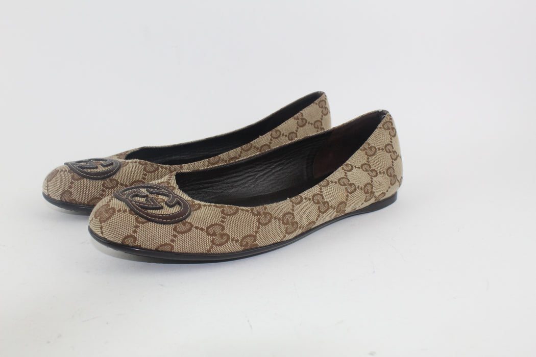 GUCCI CANVAS BALLERINA FLATS - LuxurySnob