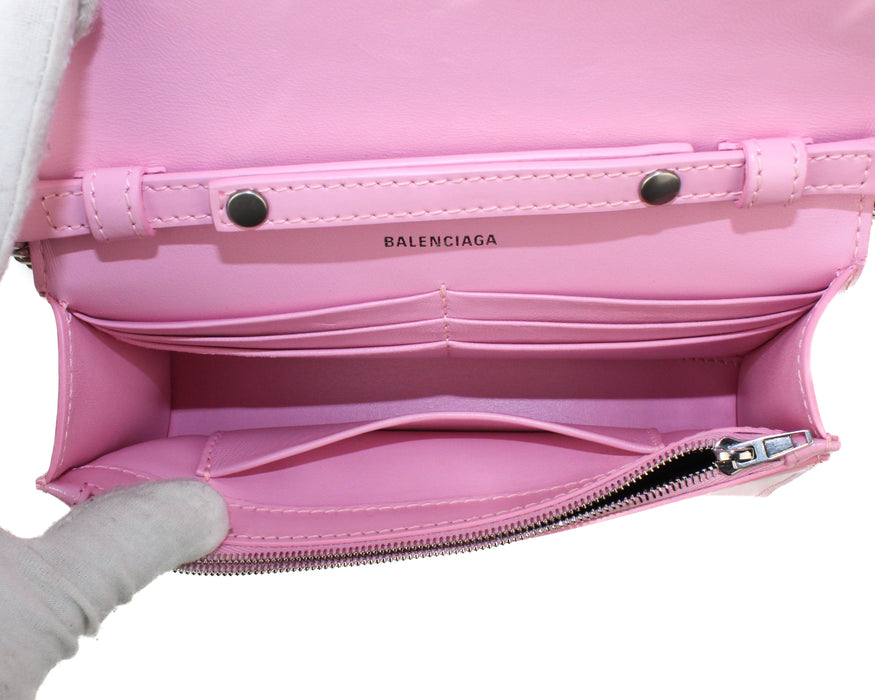 Balenciaga Hourglass Wallet with Chain pink