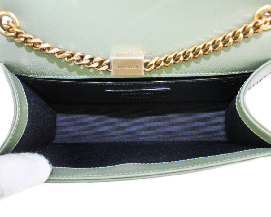 Saint Laurent Small Kate Chain bag in Grain De Poudre Light Sage