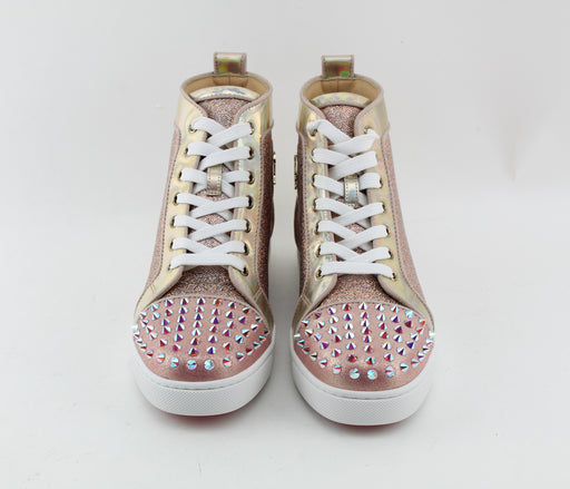 CHRISTIAN LOUBOUTIN LOU SPIKES KRYSTAL DONNA FLAT WOMEN VERSION NUDE SIZE 39 - LuxurySnob