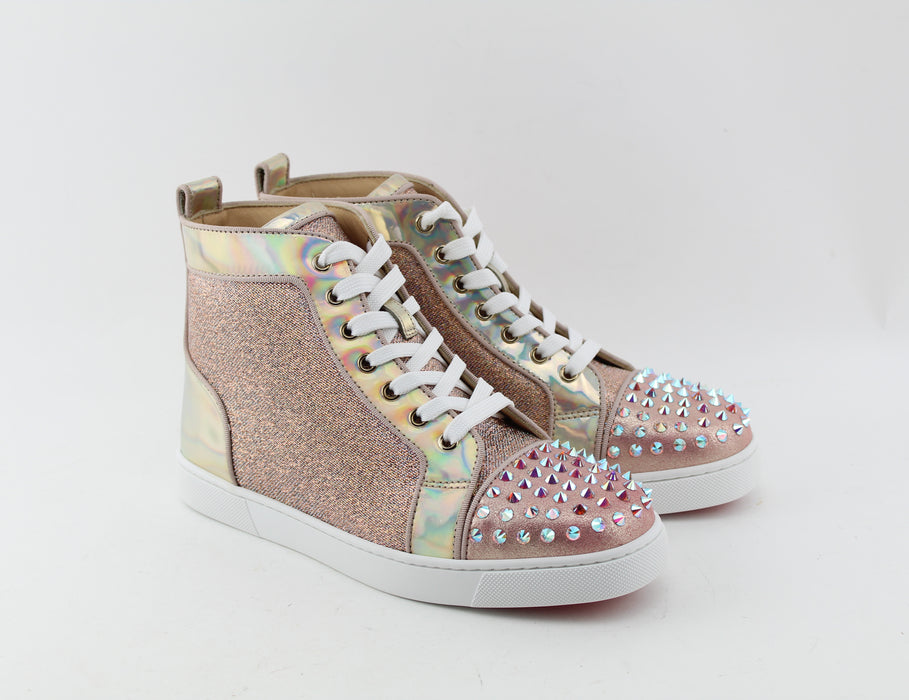 CHRISTIAN LOUBOUTIN LOU SPIKES KRYSTAL DONNA FLAT WOMEN VERSION NUDE SIZE 39 - LuxurySnob