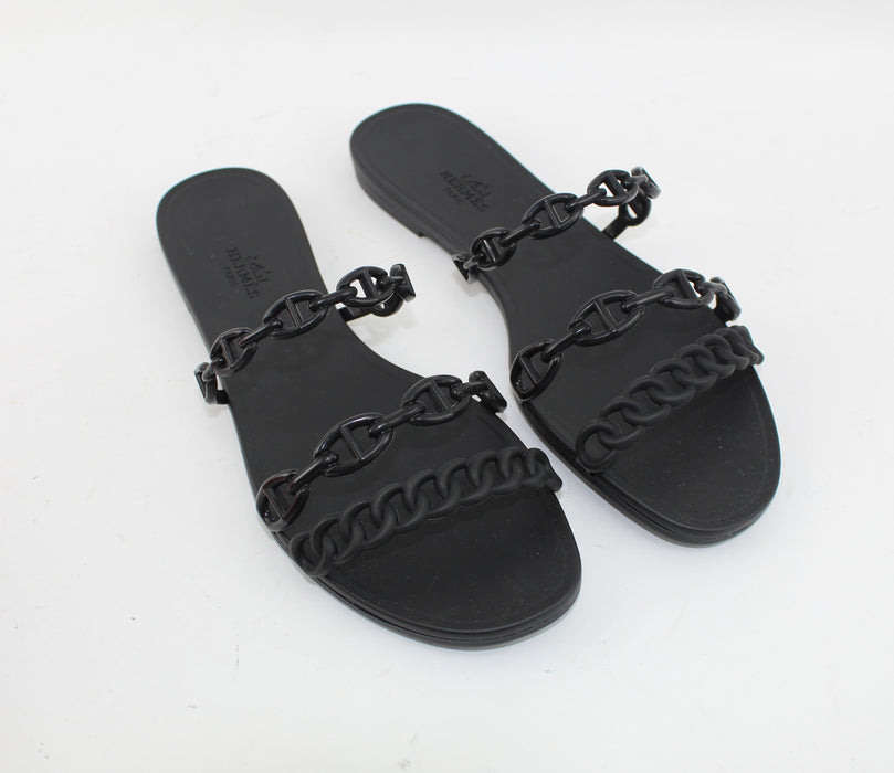 HERMES Rubber Chaine d'Ancre Rivage Sandals size 39 - LuxurySnob