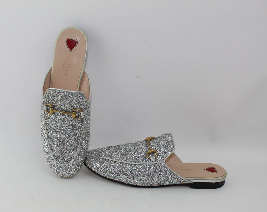 GUCCI PRINCETOWN GLITTER SLIPPERS SIZE 38.5 - LuxurySnob