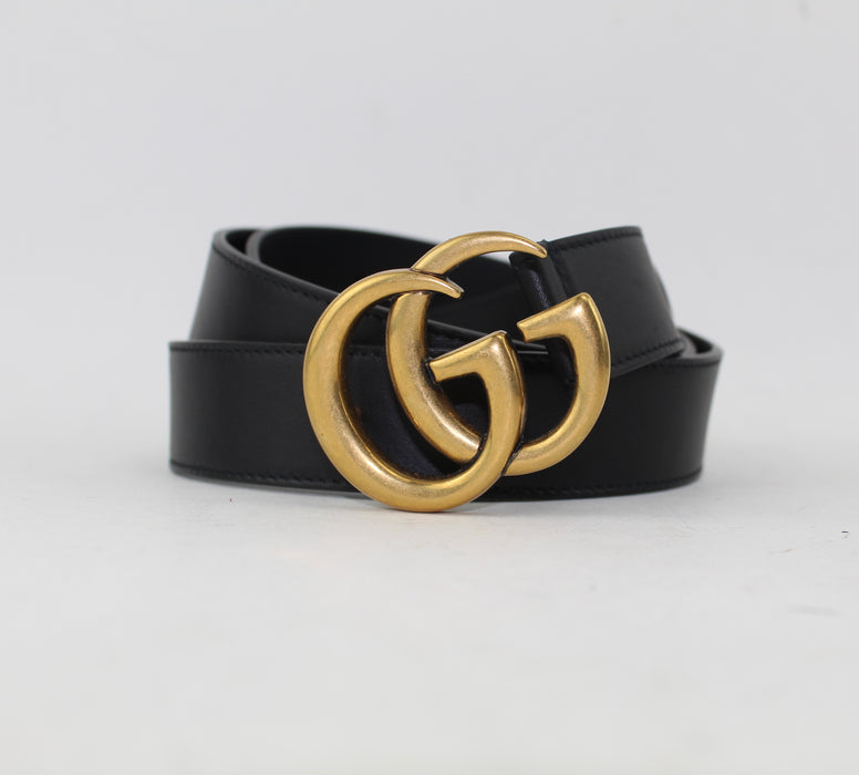 GUCCI LEATHER BELT WITH DOUBLE G BUCKLE SIZE 95/38 - LuxurySnob