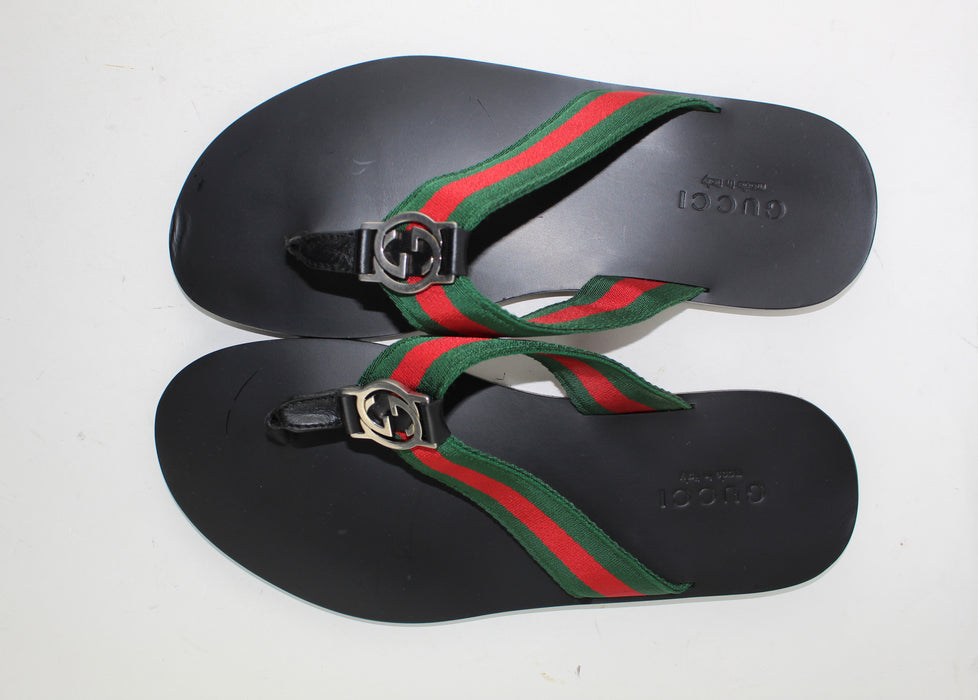 GUCCI WEB STRAP THONG SANDAL SIZE 8 - LuxurySnob