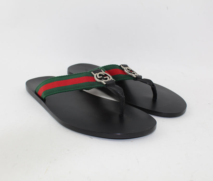 GUCCI WEB STRAP THONG SANDAL SIZE 8 - LuxurySnob