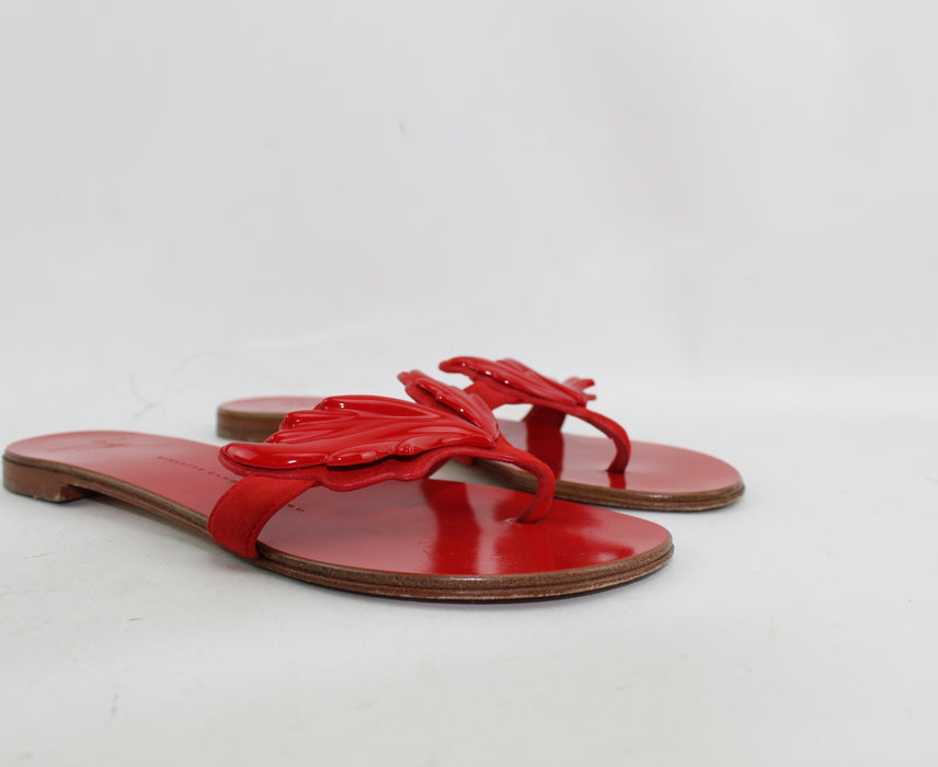 GIUSEPPE ZANOTTI WINGED THONG FLAT SANDAL SIZE 38.5 - LuxurySnob