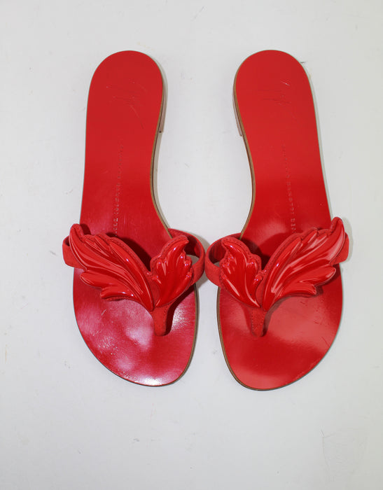 GIUSEPPE ZANOTTI WINGED THONG FLAT SANDAL SIZE 38.5 - LuxurySnob