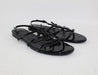 SAINT LAURENT CASSANDRA YSL LOGO FLAT METALLIC SANDALS SIZE 38.5 - LuxurySnob