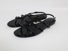 SAINT LAURENT CASSANDRA YSL LOGO FLAT METALLIC SANDALS SIZE 38.5 - LuxurySnob