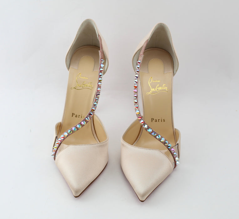 CHRISTIAN LOUBOUTIN KRYSTAL CROSS 100MM SIZE 39 - LuxurySnob