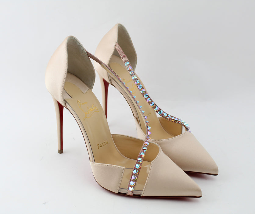 CHRISTIAN LOUBOUTIN KRYSTAL CROSS 100MM SIZE 39 - LuxurySnob