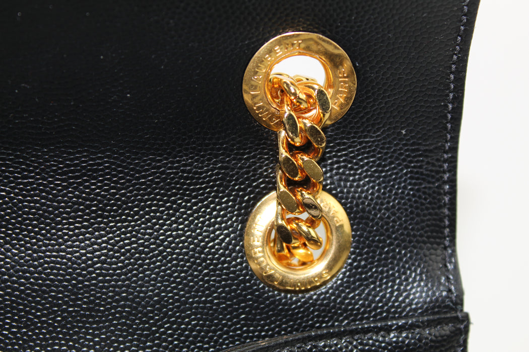 SAINT LAURENT LARGE ENVELOPE GRAIN DE POUDRE CHAIN BAG - LuxurySnob