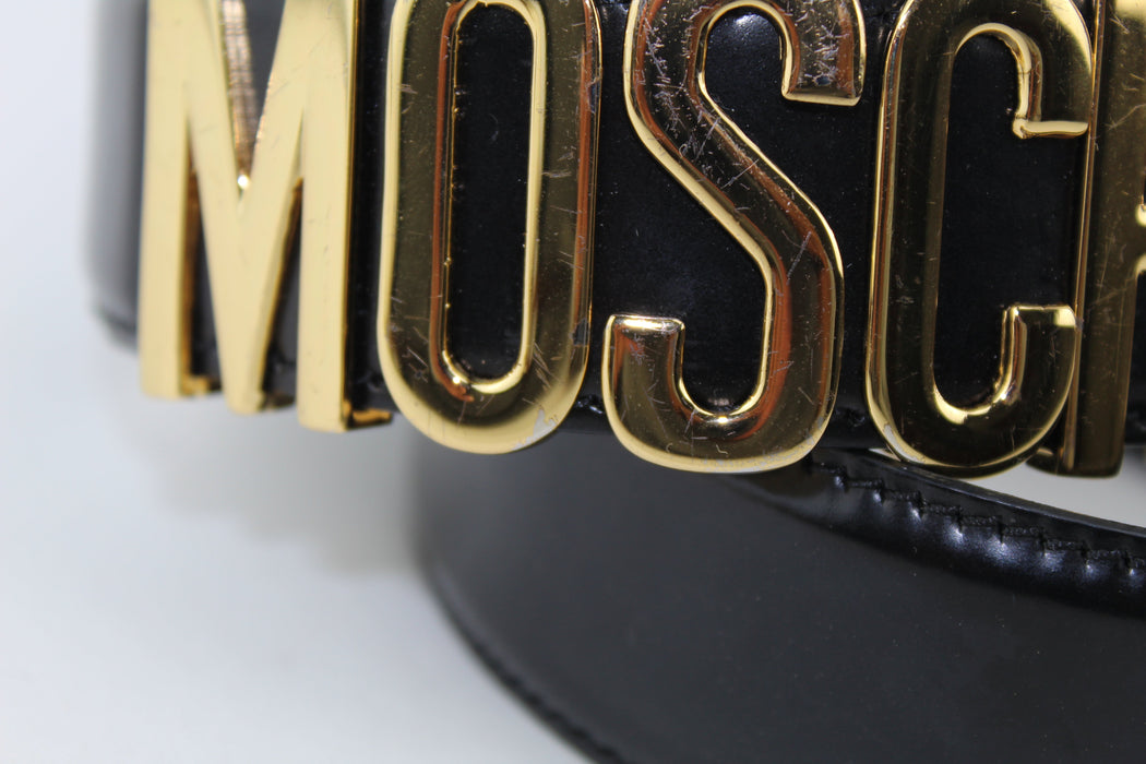 MOSCHINO BELT IN LEATHER WITH LOGO SIZE 38 - LuxurySnob