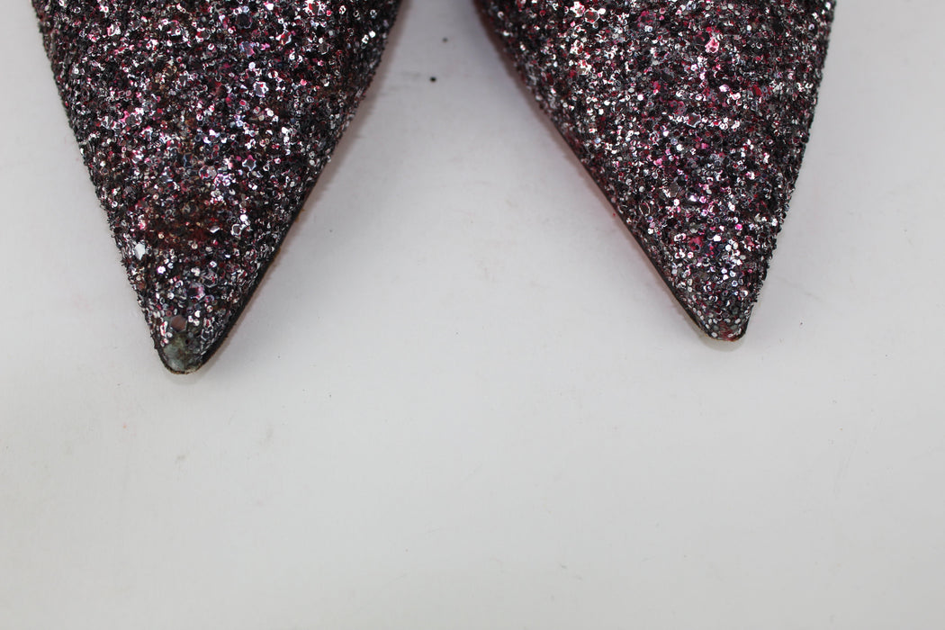 CHRISTIAN LOUBOUTIN IRIZA HALF D'ORSAY GLITTER PUMP SIZE 38.5 - LuxurySnob