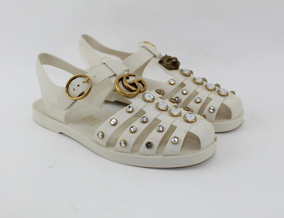 GUCCI RUBBER SANDAL WITH CRYSTALS SIZE 38 - LuxurySnob