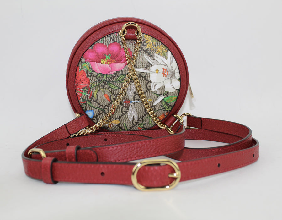 GUCCI OPHIDIA MINI ROUND GG FLORAL CHAIN-STRAP BACKPACK - LuxurySnob