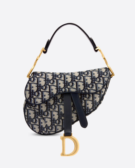 Dior Blue Oblique Jacquard Mini Saddle Bag