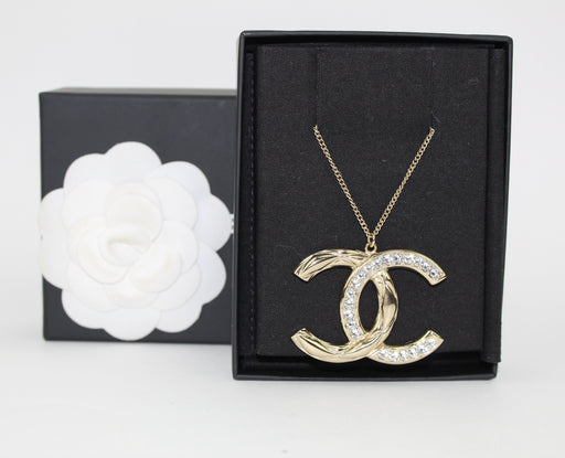 CHANEL CC GOLDEN/CRYSTAL PENDANT NECKLACE - LuxurySnob