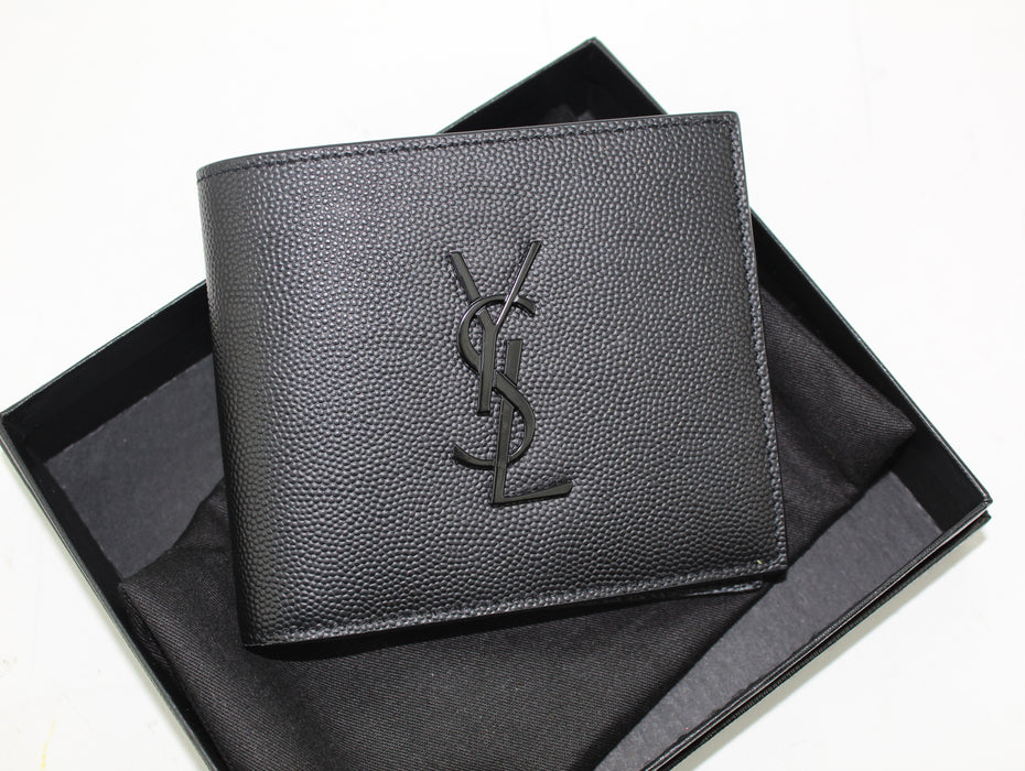 SAINT LAURENT MEN'S YSL MONOGRAM LEATHER WALLET - LuxurySnob