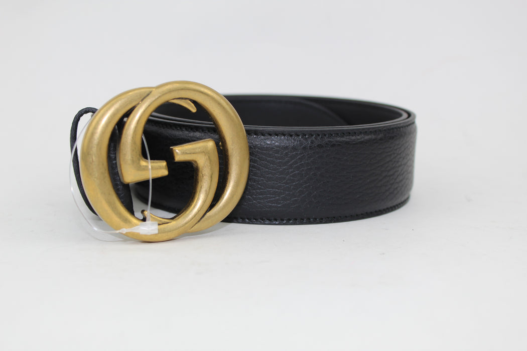 GUCCI LEATHER BELT WITH DOUBLE G BUCKLE - LuxurySnob