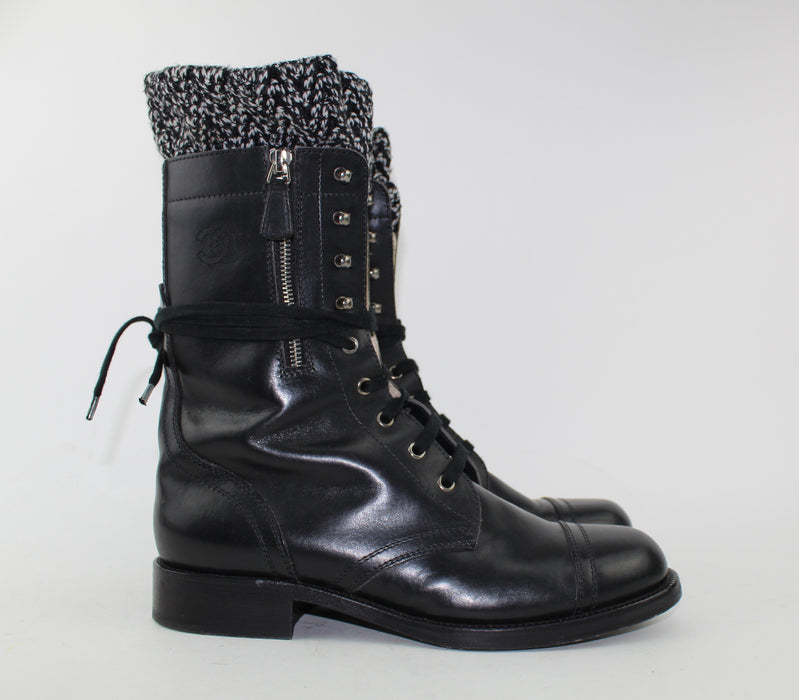 CHANEL CC SOCK COMBAT BOOTS - LuxurySnob