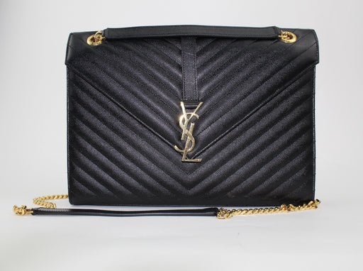 SAINT LAURENT LARGE ENVELOPE GRAIN DE POUDRE CHAIN BAG - LuxurySnob