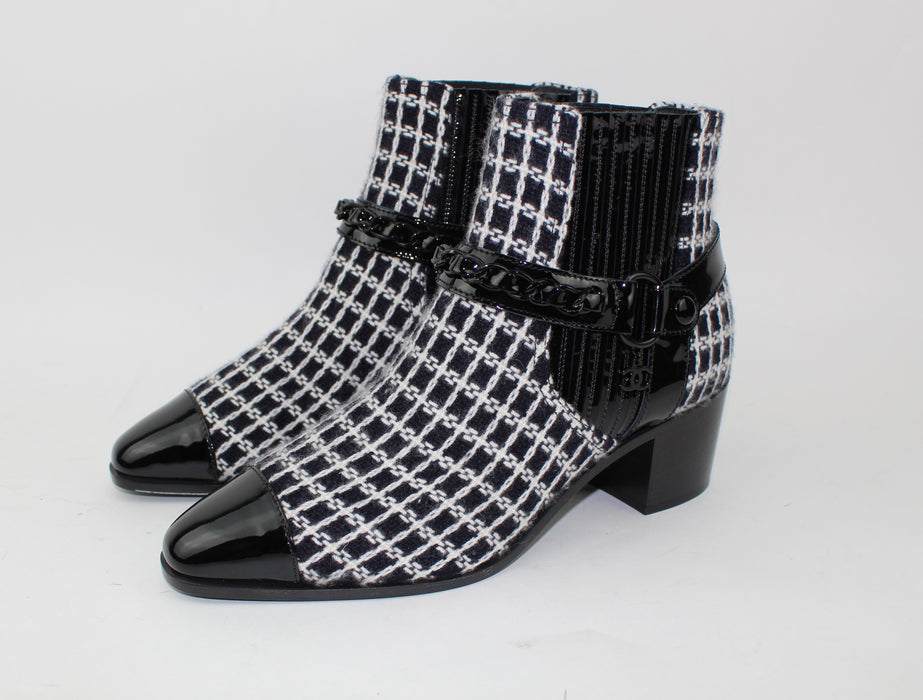 CHANEL TWEED SHORT BOOTS - LuxurySnob